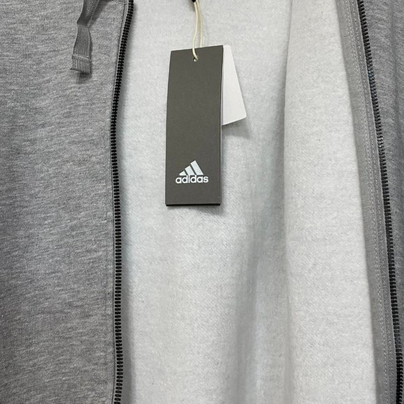 Adidas Big and Tall Hoodie - XLT Zip Up Hoodie for Men - 3 Stripes Grey Hoodie - Picture 6 of 9
